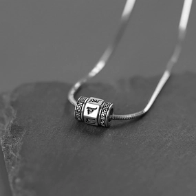 Wholesale Six Words Mantra Turnable Pendant Necklaces