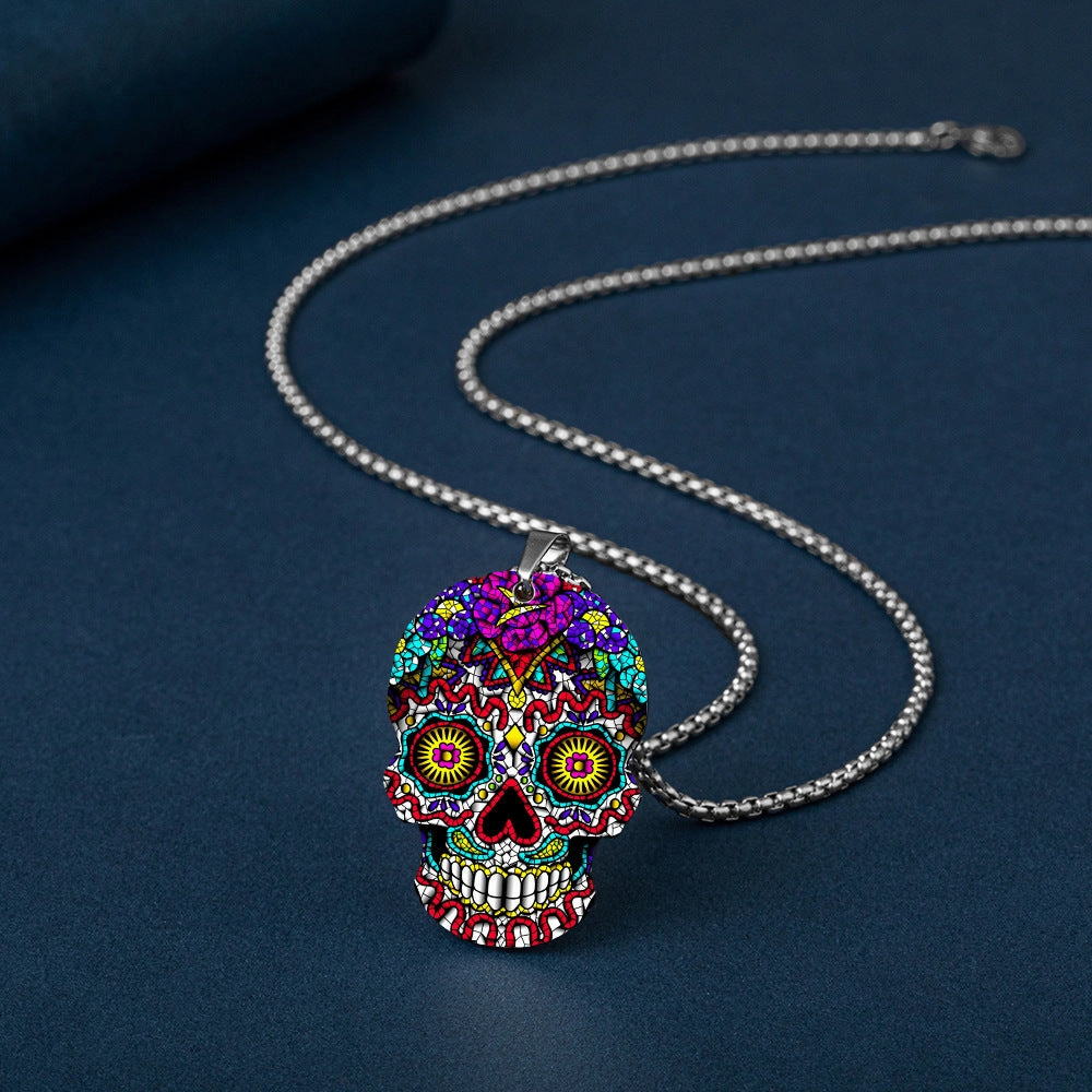 Wholesale Skull Colorful Titanium Necklace