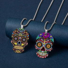 Wholesale Skull Colorful Titanium Necklace