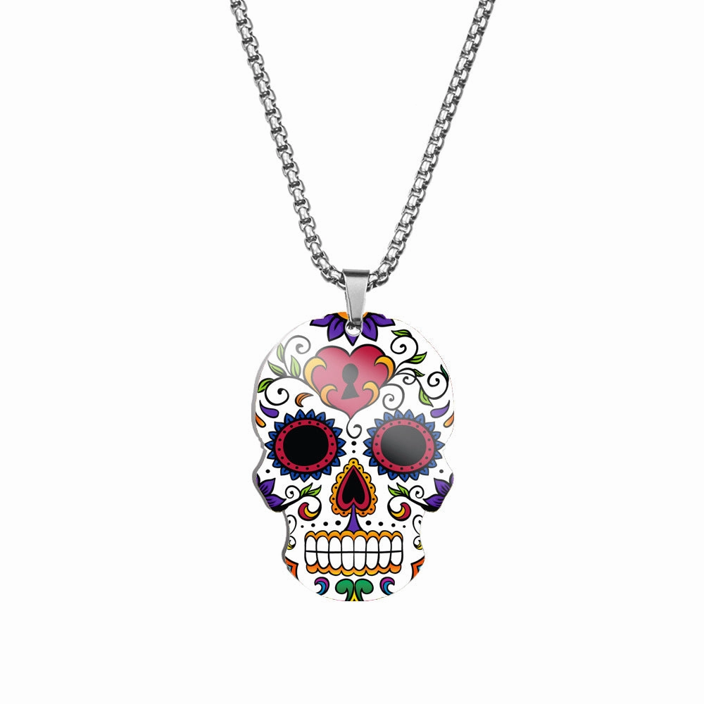 Wholesale Skull Colorful Titanium Necklace