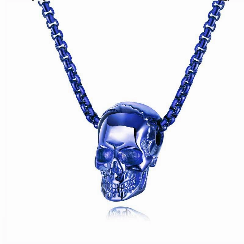 Wholesale Skull Head Titanium Steel Necklace Vintage Stainless Steel Hip Hop Men's Accessories