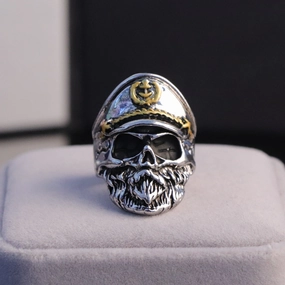 Wholesale Skull Navy Captain Alloy Mens Rings