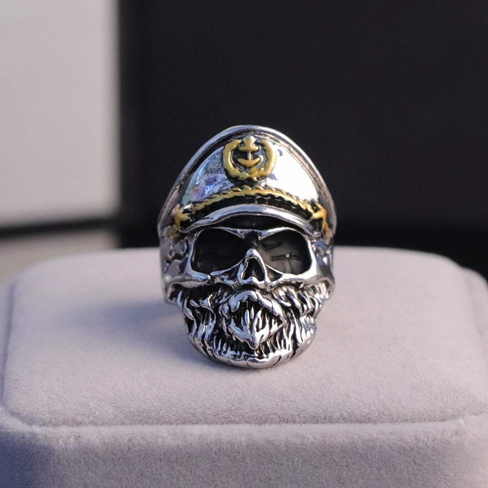 Wholesale Skull Navy Captain Alloy Mens Rings