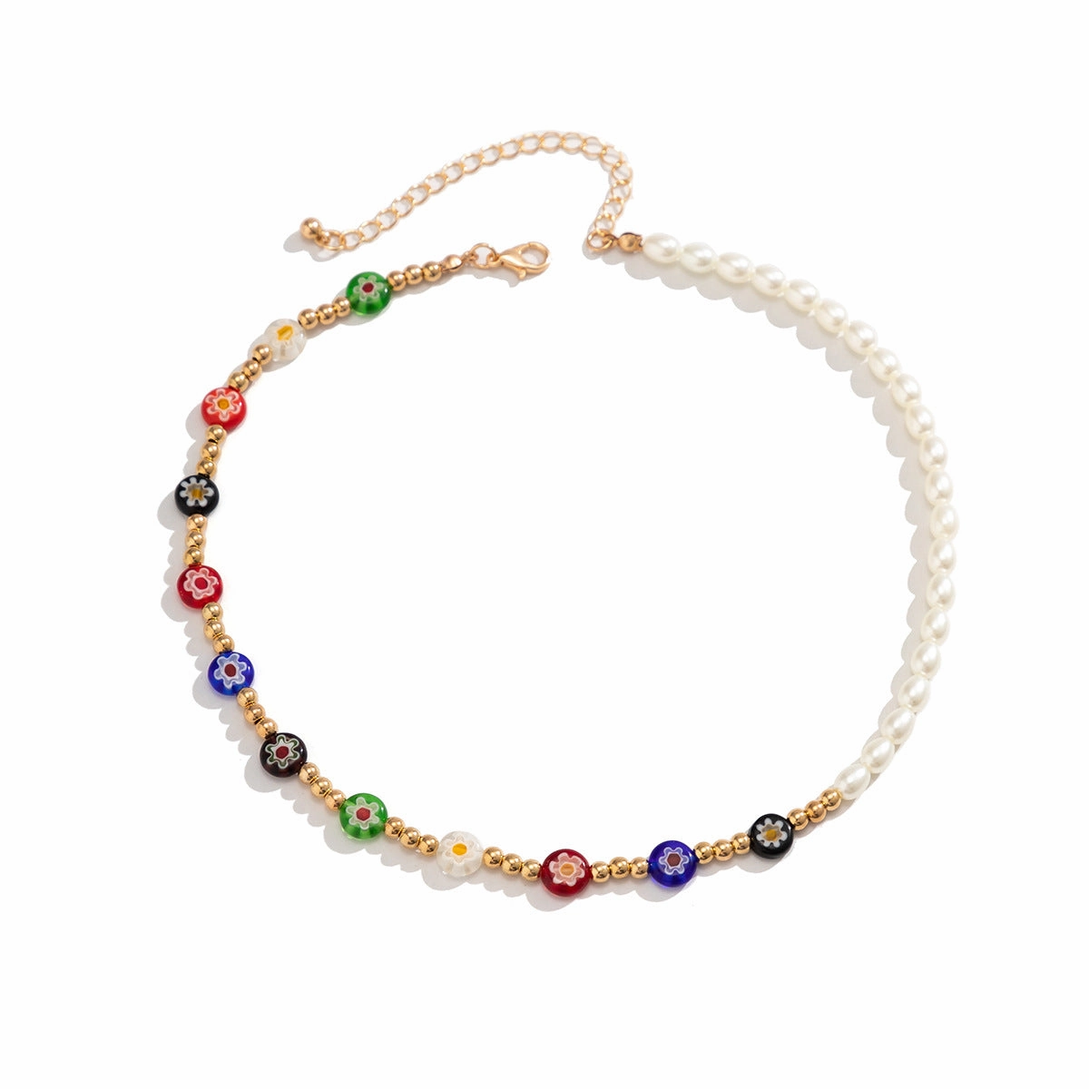 Wholesale Small Daisy Imitation Pearl Color Beaded Bracelet Necklaces Set
