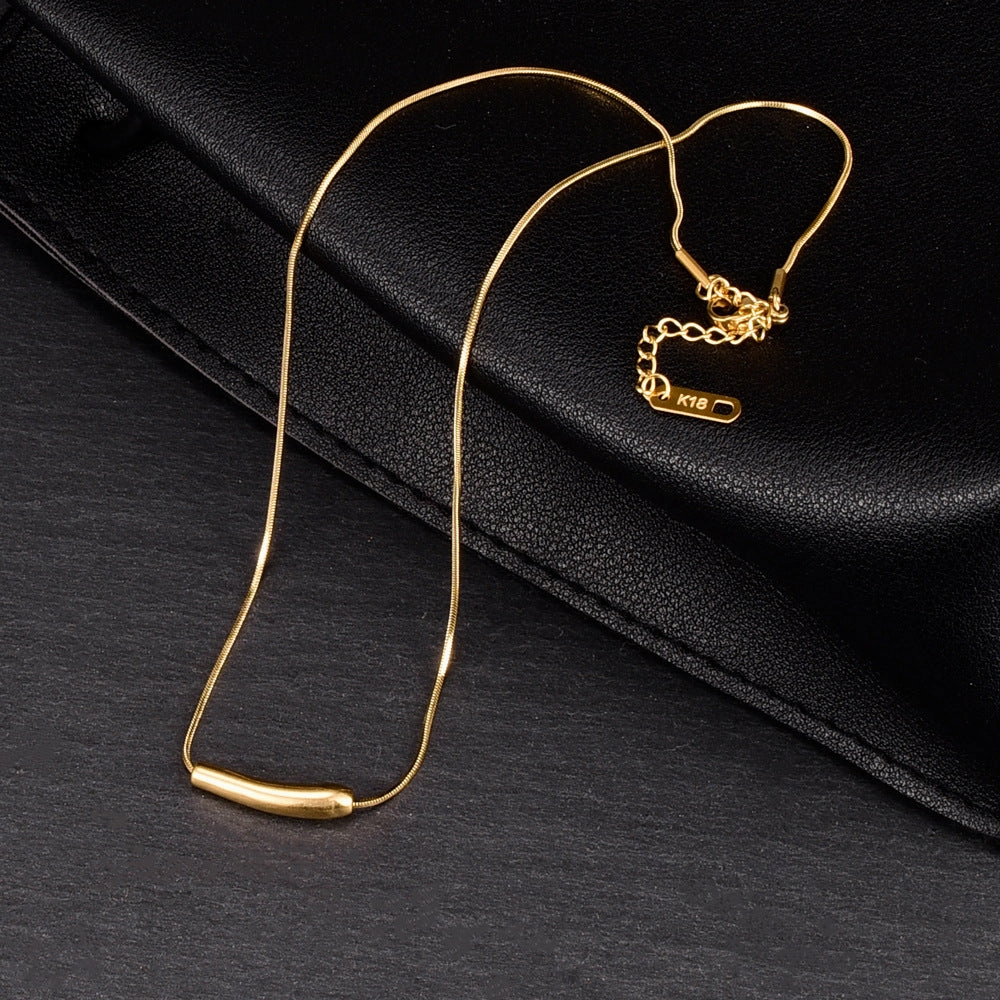 Wholesale Small Eggplant 18K Titanium Steel Gold-plated Necklace
