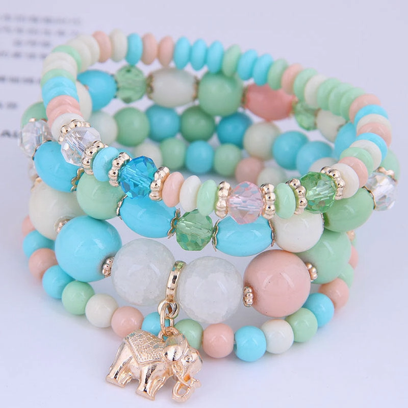 Wholesale Small Elephant Pendant Crystal Alloy Bracelet