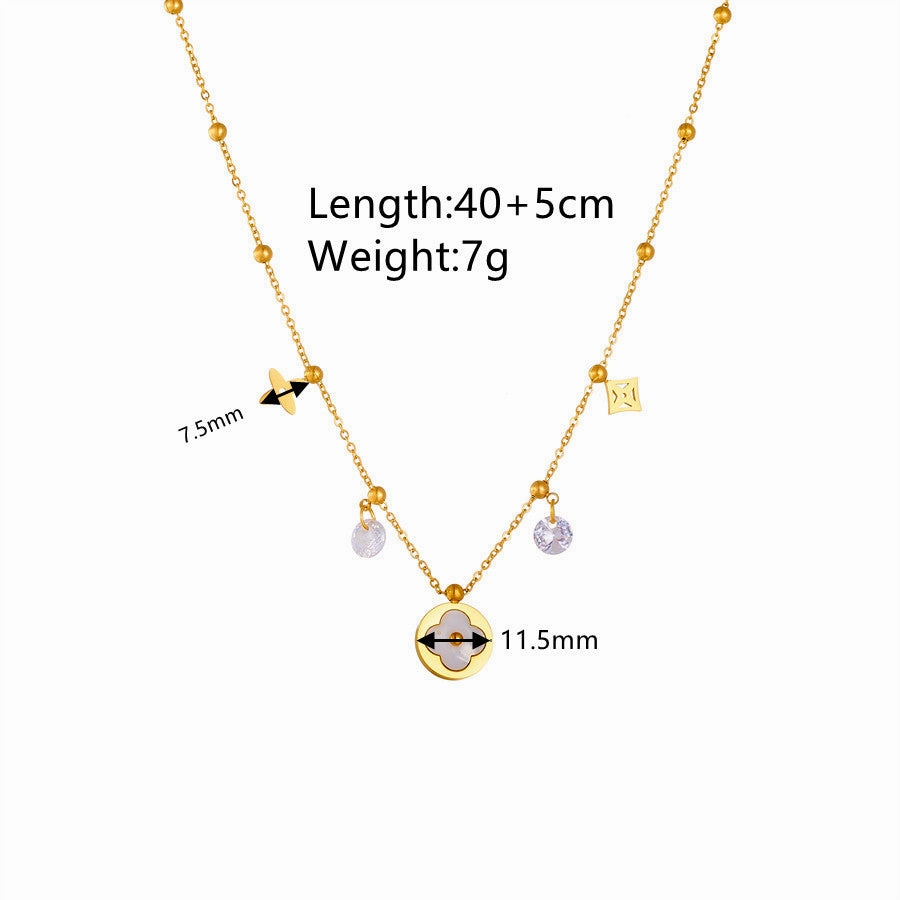 Wholesale Small Flower Titanium Steel Necklace Bracelet Set