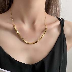 Wholesale Small Square Snake Bone Chain Titanium Steel Necklaces