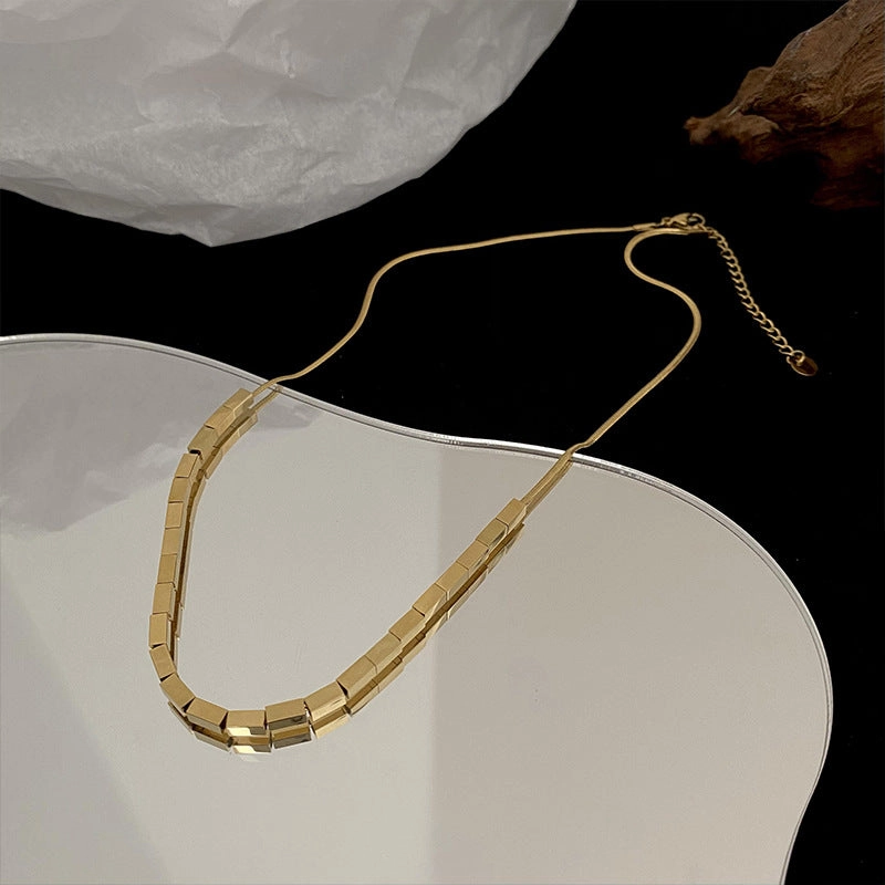 Wholesale Small Square Snake Bone Chain Titanium Steel Necklaces