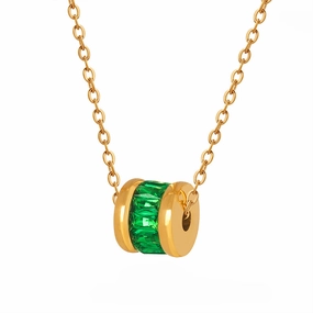 Wholesale Small Waist Ring Green Zircon Gold Plated Necklaces