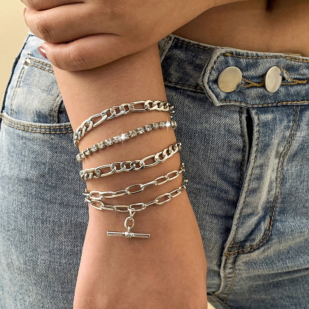Wholesale Smooth C Shape Mixed Twist Alloy Bracelet