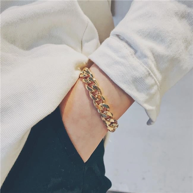Wholesale Smooth Shiny 18K Gold Bracelet