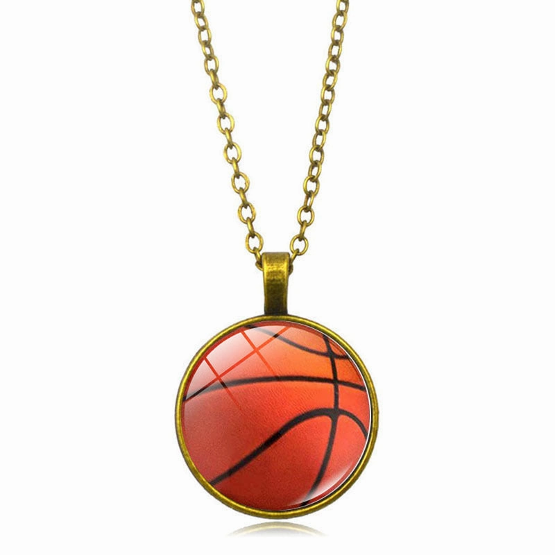 Wholesale Soccer Basketball Volleyball Time Gemstone Pendant Alloy Necklaces