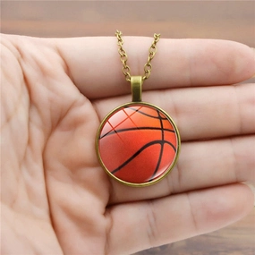 Wholesale Soccer Basketball Volleyball Time Gemstone Pendant Alloy Necklaces