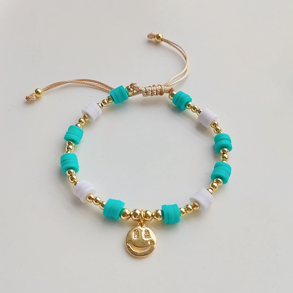 Wholesale Soft Ceramic Woven Smiley Face Bracelet