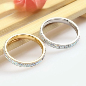 Wholesale Soft Clay AB Color Diamond Rings Stainless Steel
