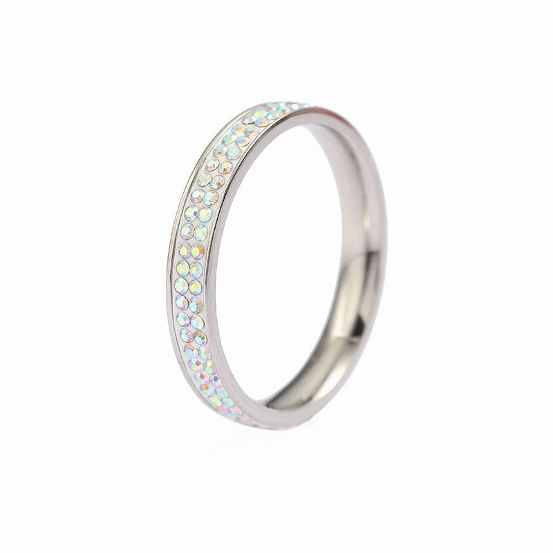 Wholesale Soft Clay AB Color Diamond Rings Stainless Steel