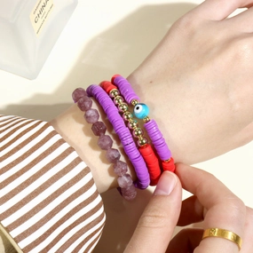 Wholesale Soft Pottery Beaded Round Resin Devil Eye Bracelet