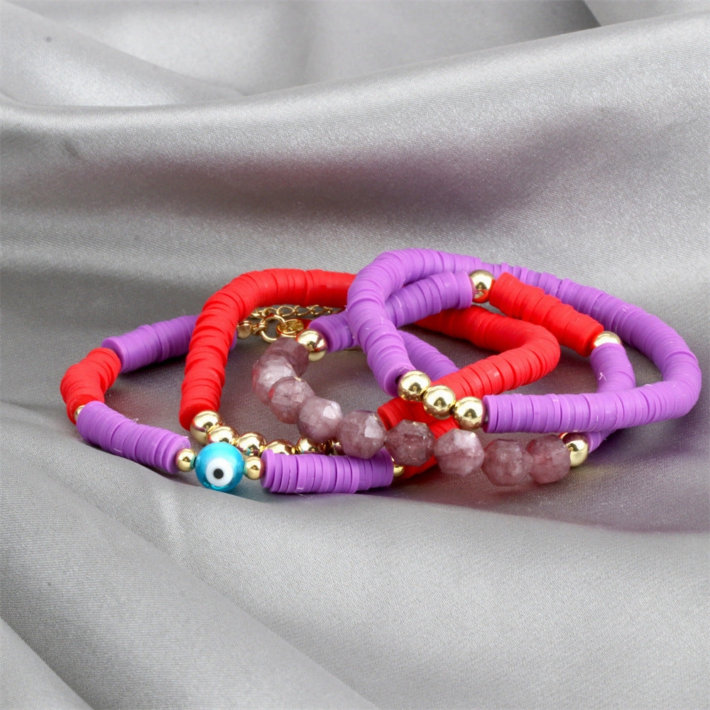 Wholesale Soft Pottery Beaded Round Resin Devil Eye Bracelet