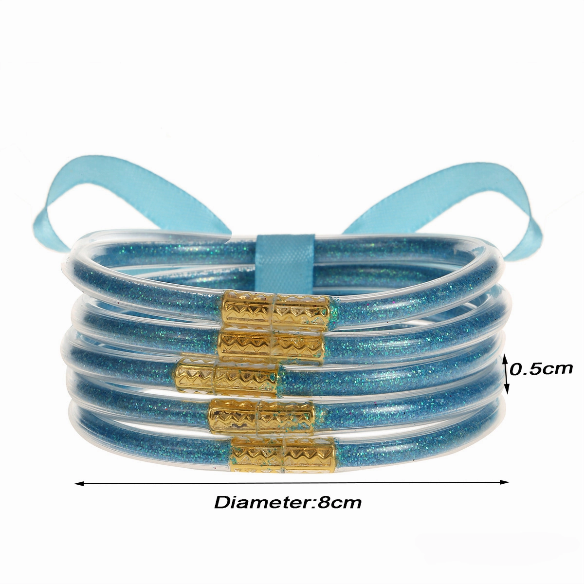 Wholesale Soft Transparent Silicone Gold Dust Shiny Plastic Tube Bracelet