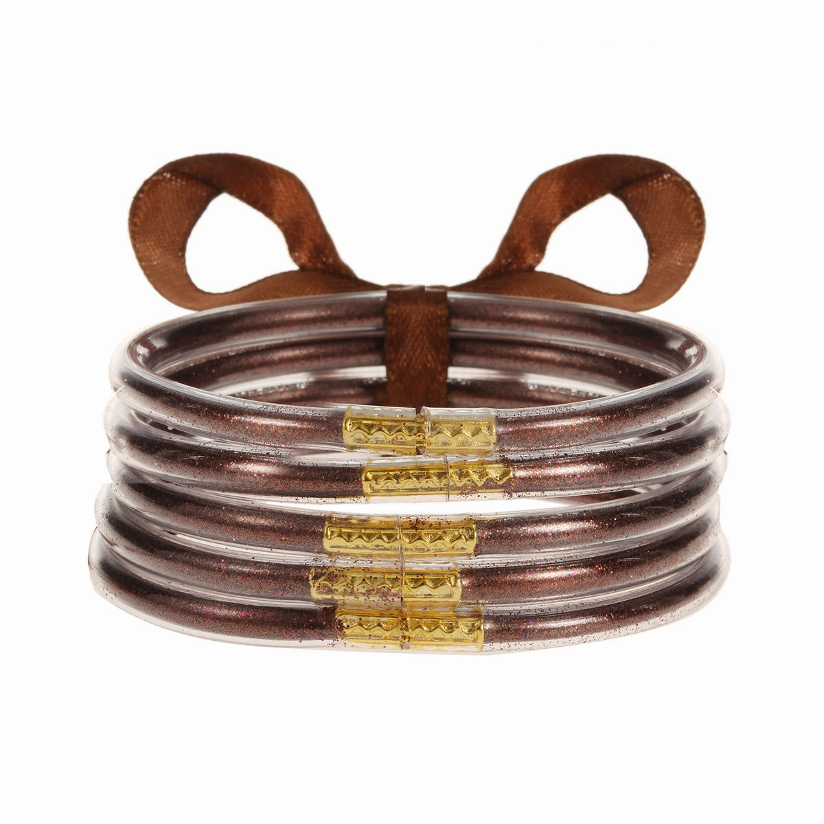 Wholesale Soft Transparent Silicone Gold Dust Shiny Plastic Tube Bracelet