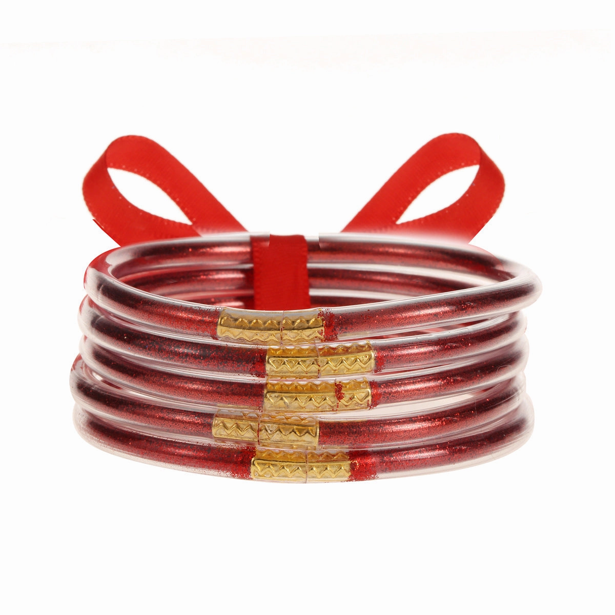 Wholesale Soft Transparent Silicone Gold Dust Shiny Plastic Tube Bracelet