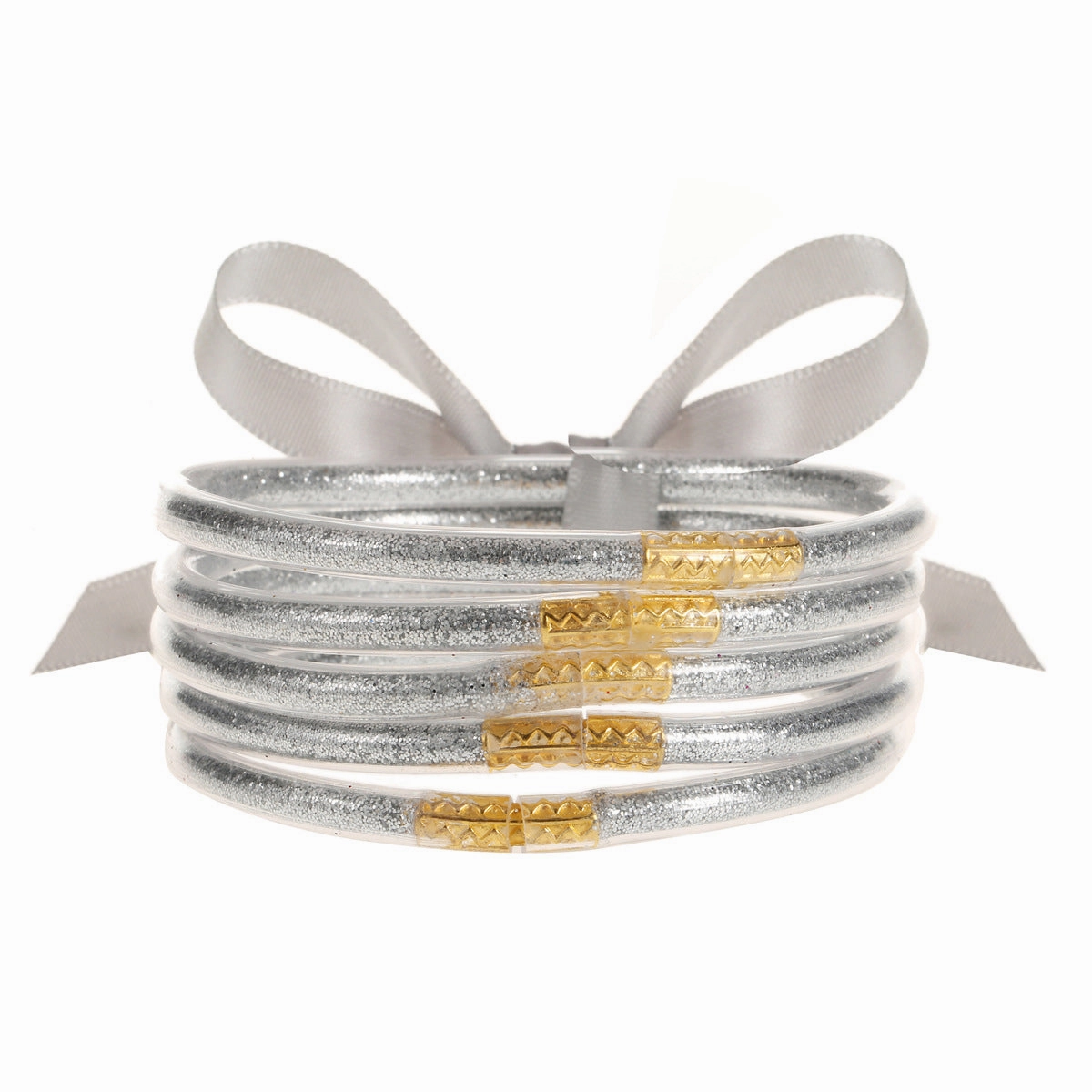 Wholesale Soft Transparent Silicone Gold Dust Shiny Plastic Tube Bracelet