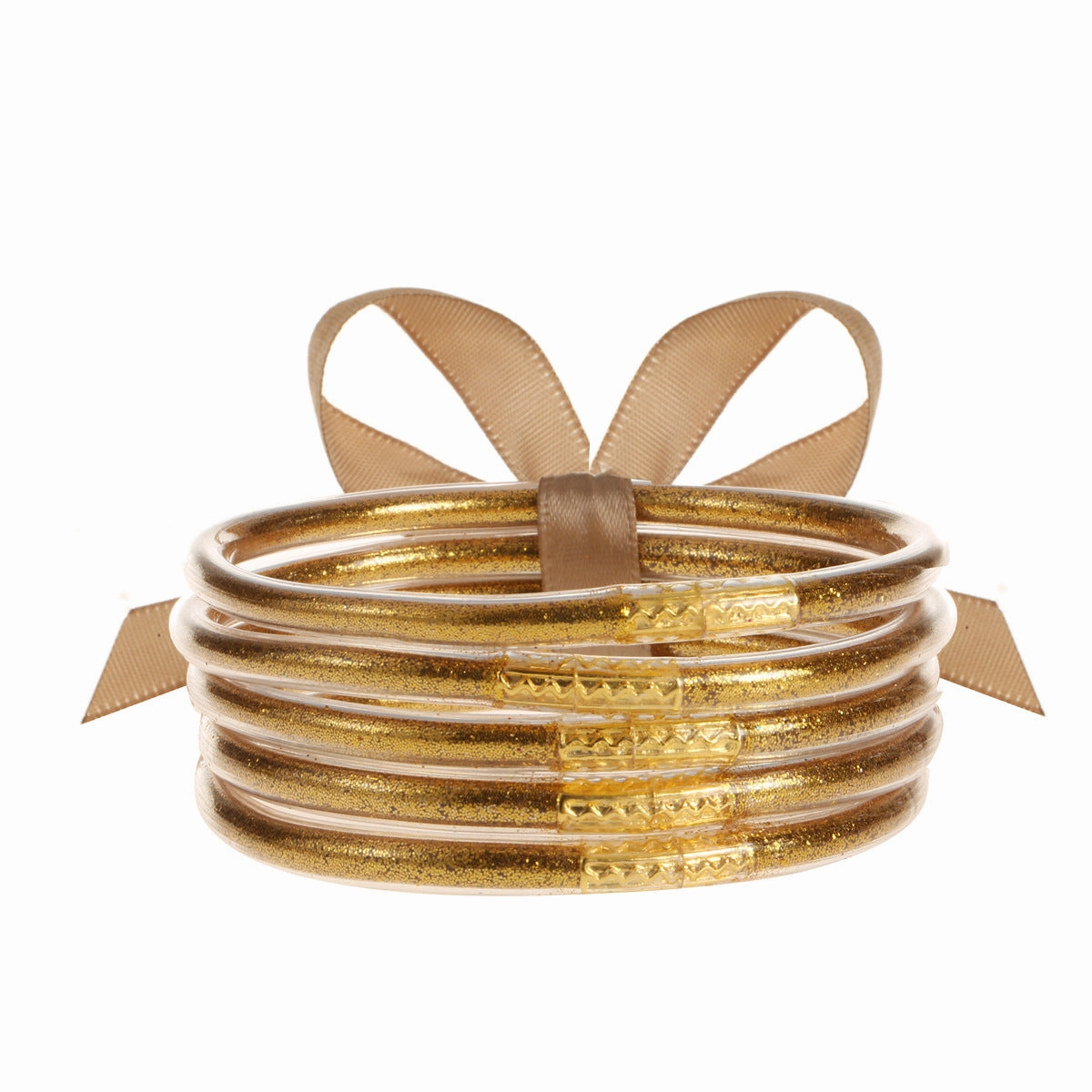Wholesale Soft Transparent Silicone Gold Dust Shiny Plastic Tube Bracelet