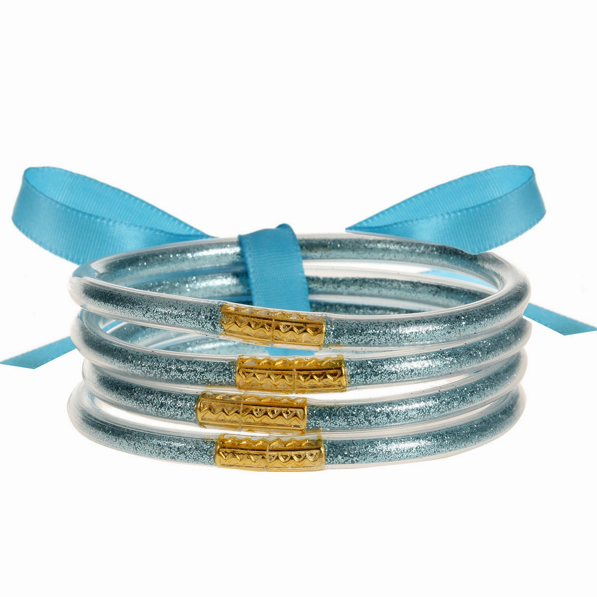 Wholesale Soft Transparent Silicone Gold Dust Shiny Plastic Tube Bracelet