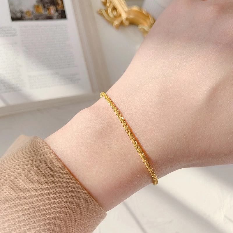 Wholesale Sparkling Twist Chain Titanium Steel 18K Gold Bracelet