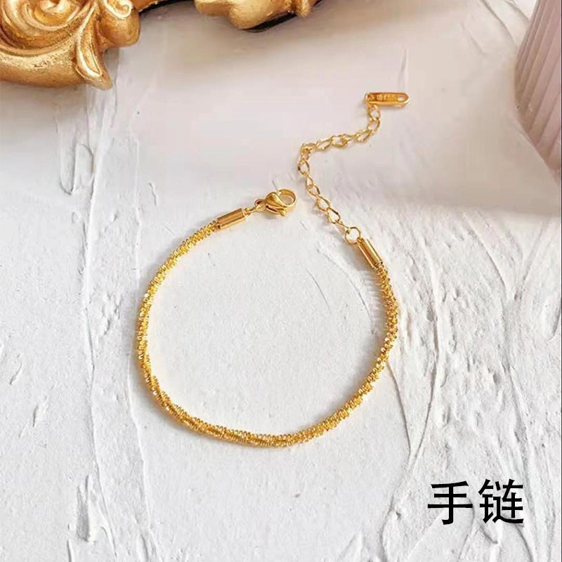 Wholesale Sparkling Twist Chain Titanium Steel 18K Gold Bracelet