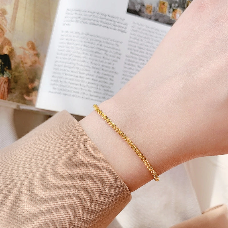 Wholesale Sparkling Twist Chain Titanium Steel 18K Gold Bracelet