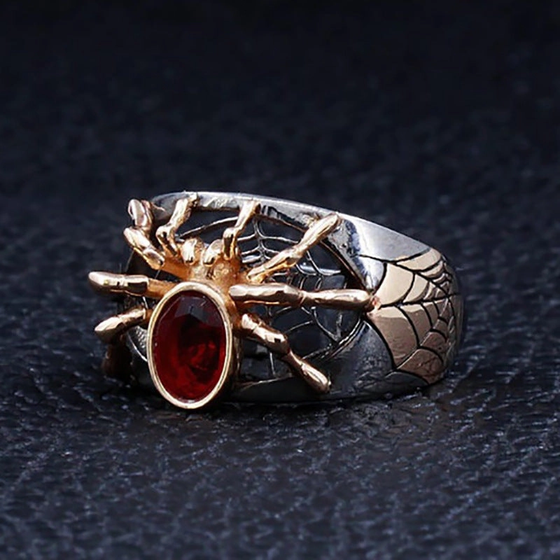 Wholesale Spider Simple Two Color Metal Men Rings