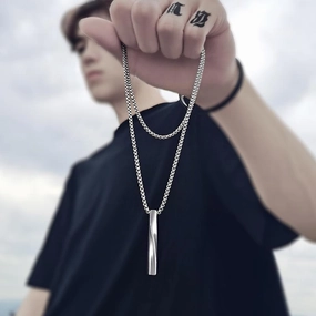 Wholesale Spiral Simple Personality Hip-hop Pendant Titanium Steel Necklaces