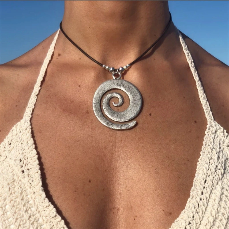 Wholesale Spiral Symbol Alloy Leather Cord Necklaces