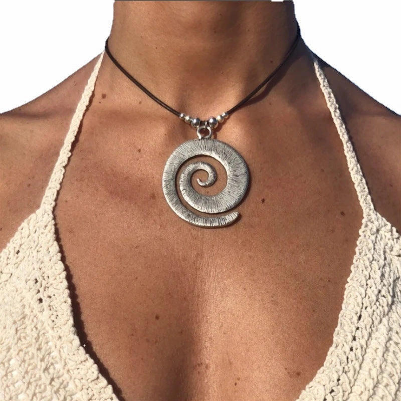 Wholesale Spiral Symbol Alloy Leather Cord Necklaces