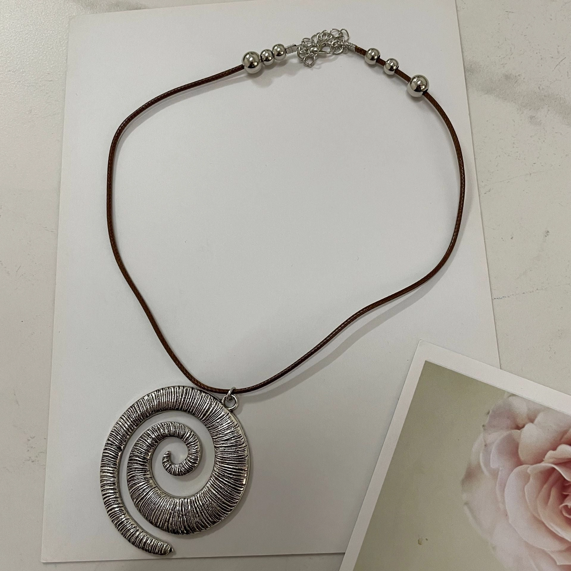 Wholesale Spiral Symbol Alloy Leather Cord Necklaces