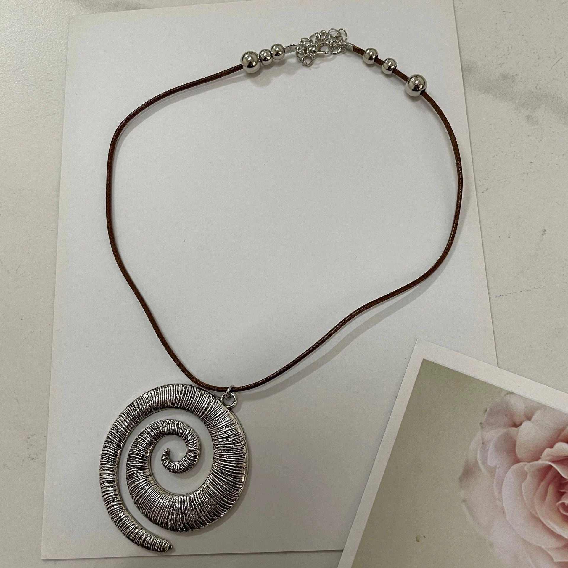 Wholesale Spiral Symbol Alloy Leather Cord Necklaces