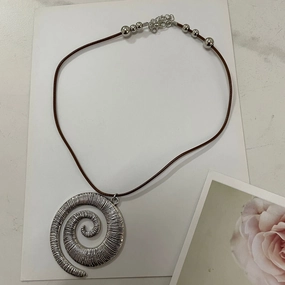 Wholesale Spiral Symbol Alloy Leather Cord Necklaces