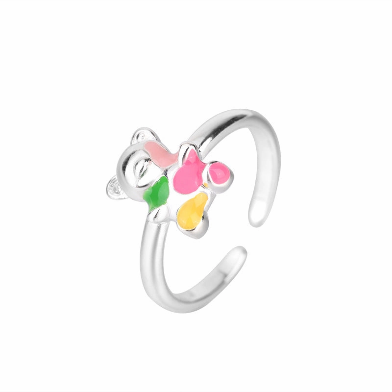 Wholesale Spring Colorful Bear Copper Rings
