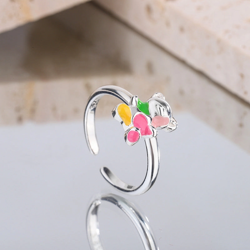 Wholesale Spring Colorful Bear Copper Rings