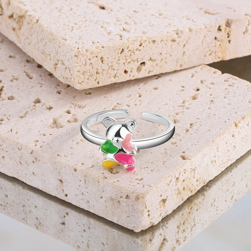 Wholesale Spring Colorful Bear Copper Rings