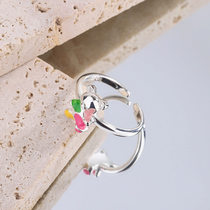 Wholesale Spring Colorful Bear Copper Rings