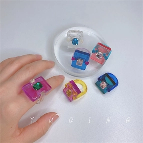 Wholesale Square Candy Color Acrylic Ring