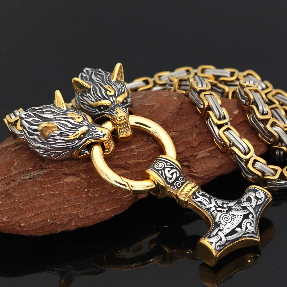 Wholesale Square Chain Thor Hammer Stainless Steel Necklace