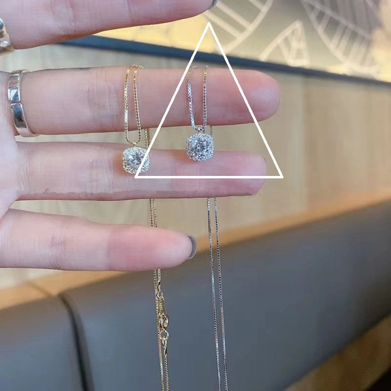 Wholesale Square Diamonds Sterling Silver Necklaces