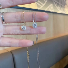 Wholesale Square Diamonds Sterling Silver Necklaces