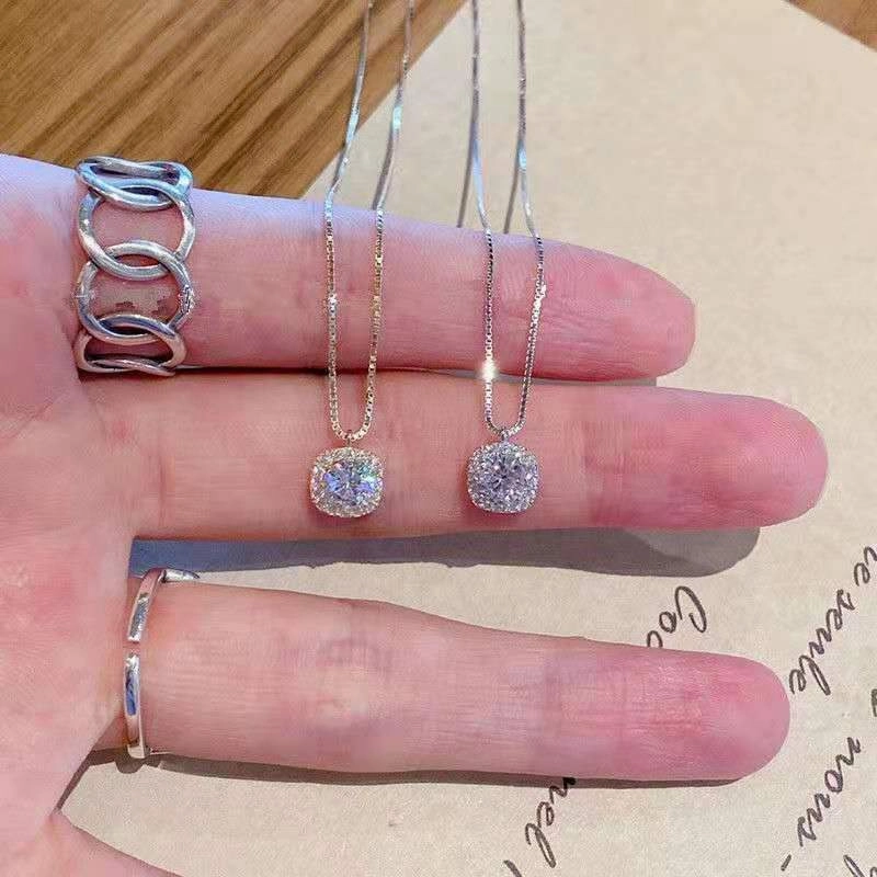 Wholesale Square Diamonds Sterling Silver Necklaces