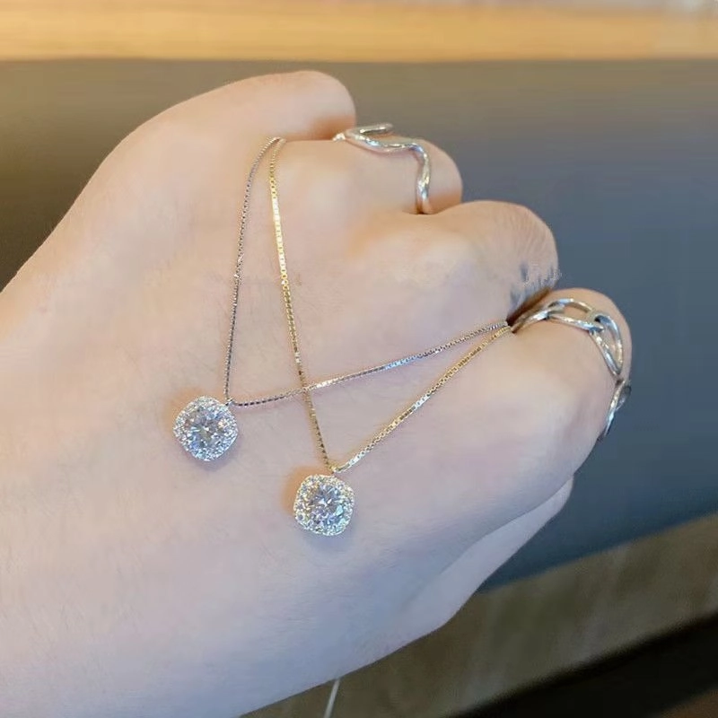 Wholesale Square Diamonds Sterling Silver Necklaces