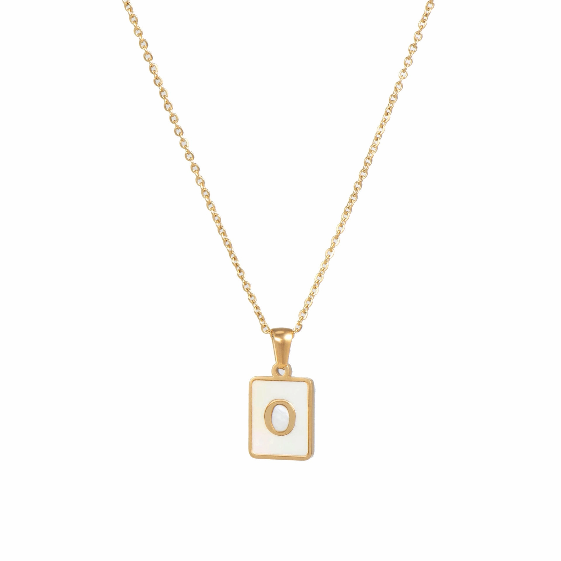 Wholesale Square Stainless Steel Gold Alphabet Necklaces
